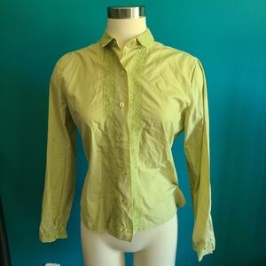 Vintage 1960s embroidered mod button up top size large